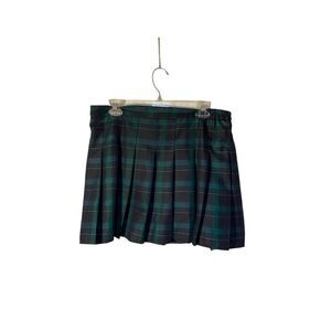 Tamifly women’s green and blue, pleated plaid skirt, size large